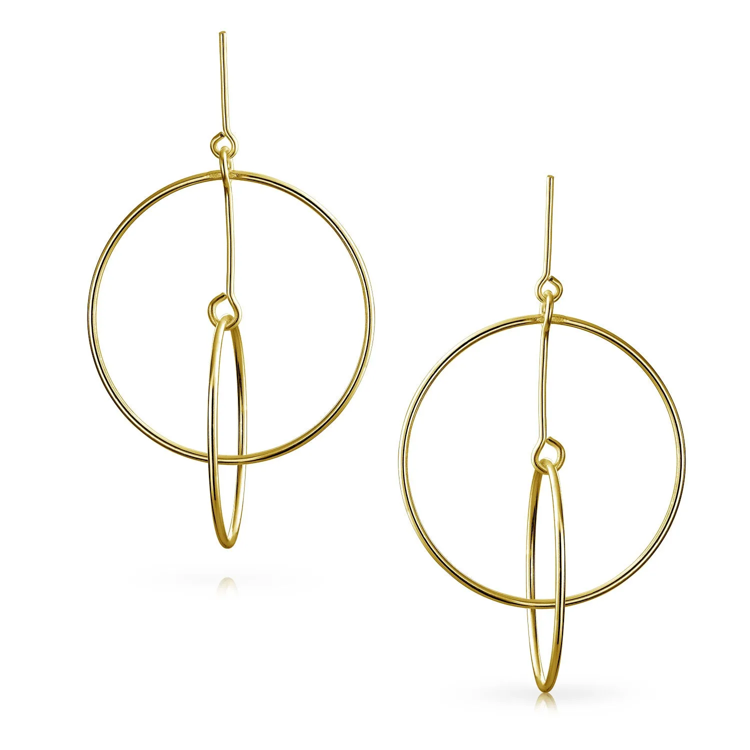 Minimalist Geometric Hoop Huggie Earrings 14K Gold Plated Sterling Silver 1.75-2.5"