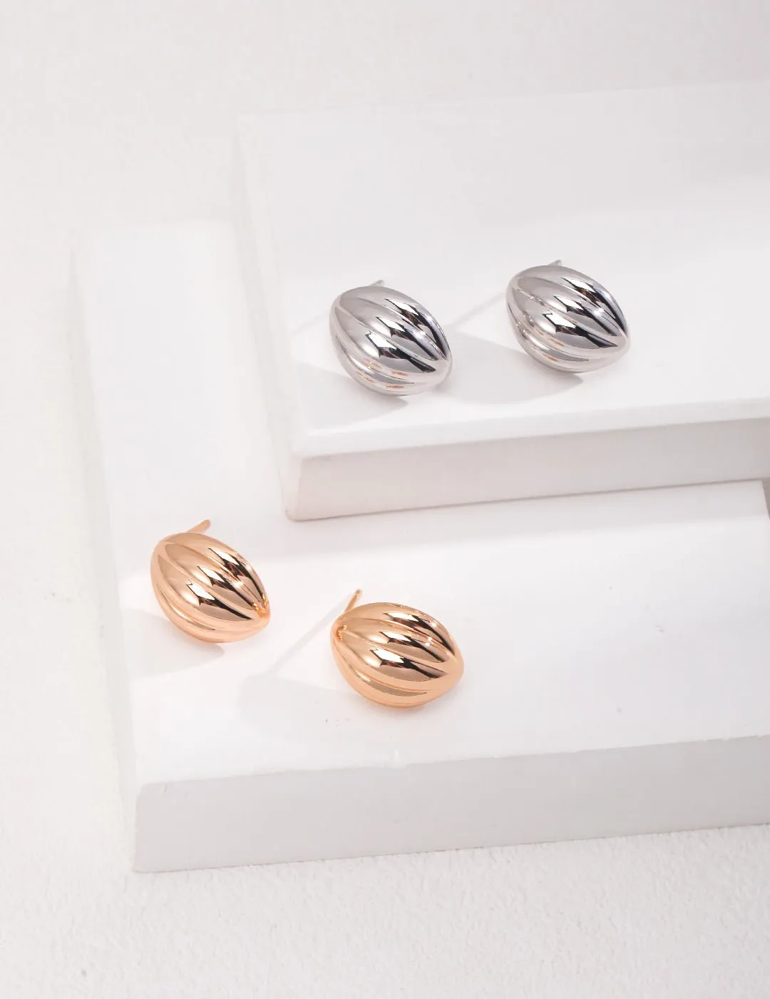 Minimalist Striped Oval Earrings