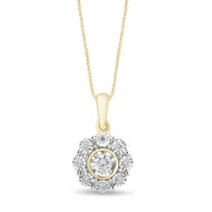 Miracle Flower Necklace with 0.10ct of Diamonds in 9ct Yellow Gold