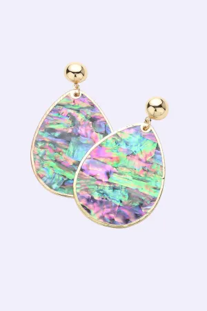 Mother Of Pearl Teardrop Disc Dangle Earrings