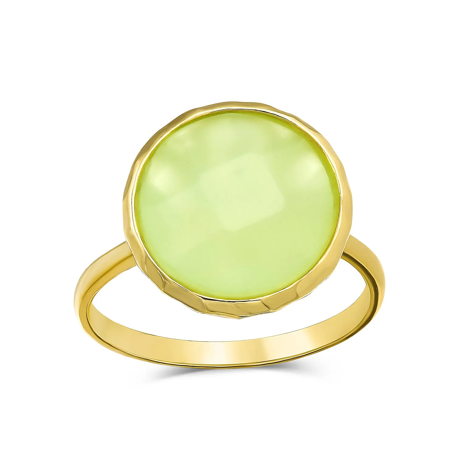 Multifaceted Seafoam Green or Pink Quartz Silver Ring 14K Gold Plated Silver