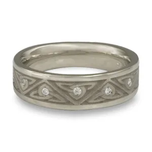 Narrow Trinity Knot With Diamonds Wedding Ring in Palladium