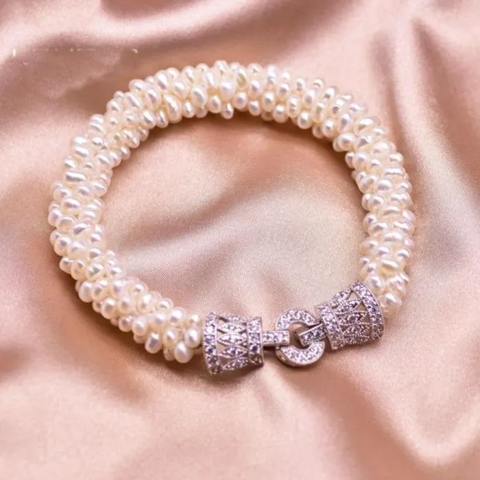 Natural Freshwater White Pearl Bracelet for Women