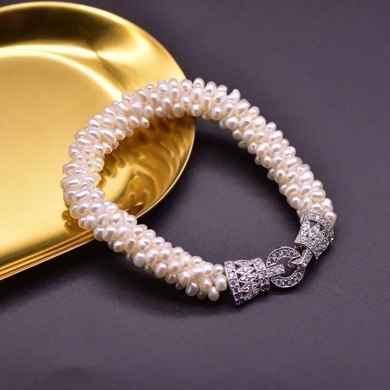 Natural Freshwater White Pearl Bracelet for Women