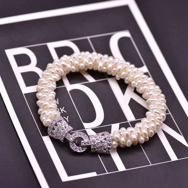 Natural Freshwater White Pearl Bracelet for Women