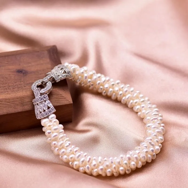 Natural Freshwater White Pearl Bracelet for Women