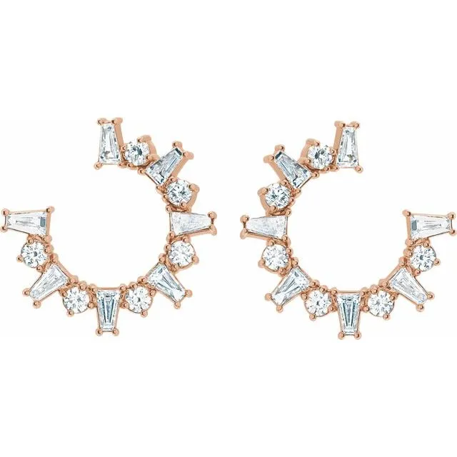 Natural Front- Facing Diamond Hoop Earrings