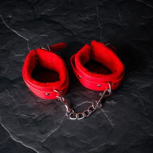 Ouch! Plush Leather Hand Cuffs by Shots