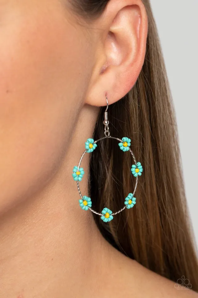 Paparazzi Earring ~ Dainty Daisies - Blue