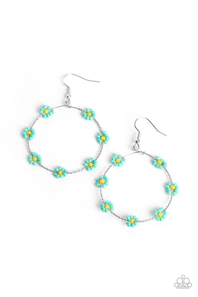 Paparazzi Earring ~ Dainty Daisies - Blue