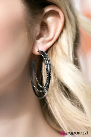 Paparazzi Earring ~ Out Of Orbit - Black