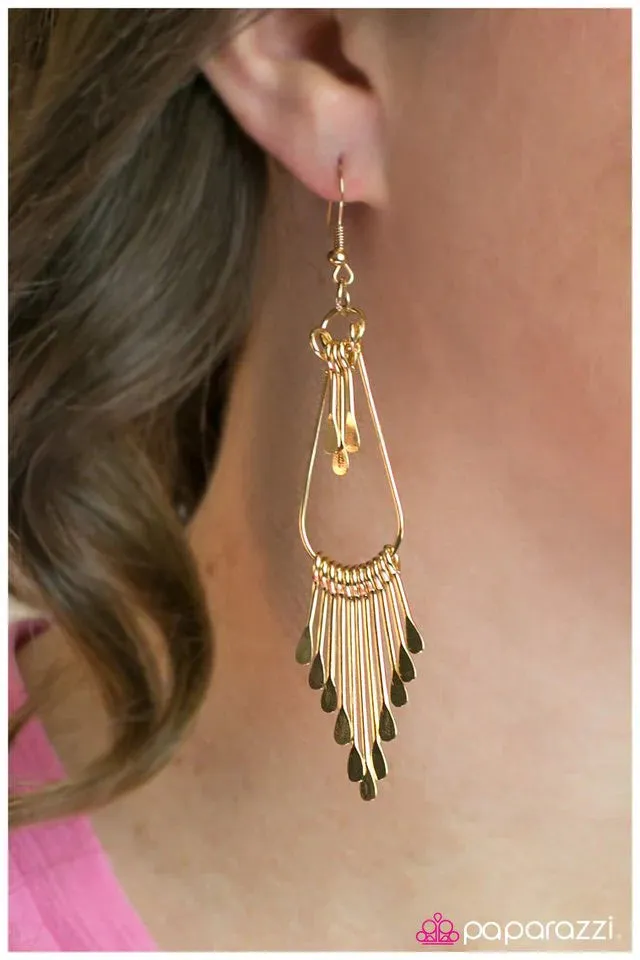 Paparazzi Earring ~ Ready OAR Not - Gold