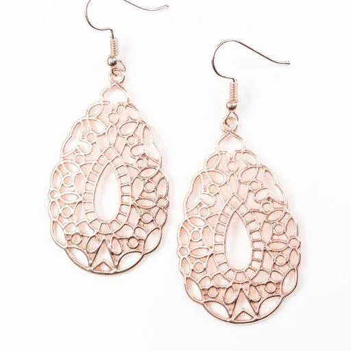 Paparazzi Earring ~ Wisteria Histeria - Rose Gold