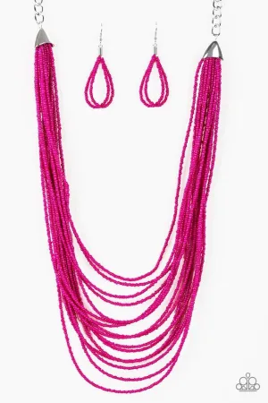 Paparazzi Necklace ~ Peacefully Pacific - Pink