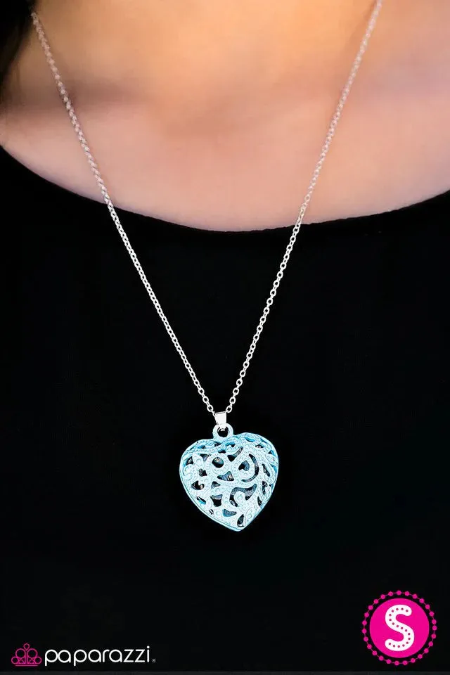 Paparazzi Necklace ~ Work Of HEART - Blue