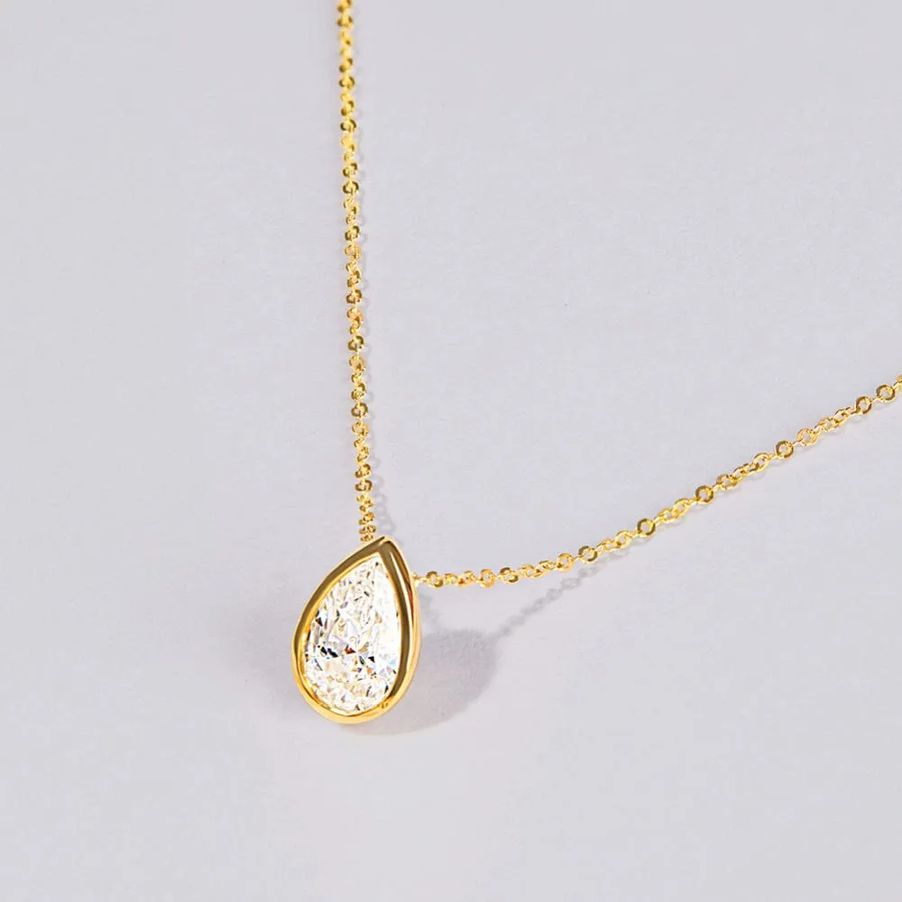 Pear Cut Solitaire Necklace with 1/2ct of Laboratory Grown Diamonds in 9ct Yellow Gold