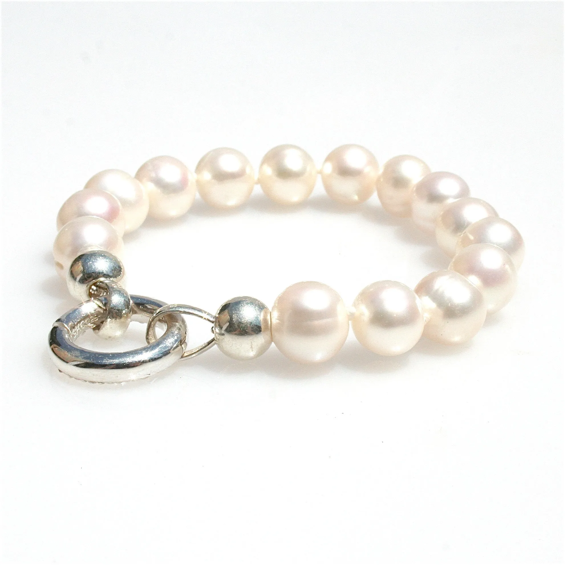 Pearl Knotted Bracelet With Sterling Silver Clasp