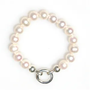 Pearl Knotted Bracelet With Sterling Silver Clasp