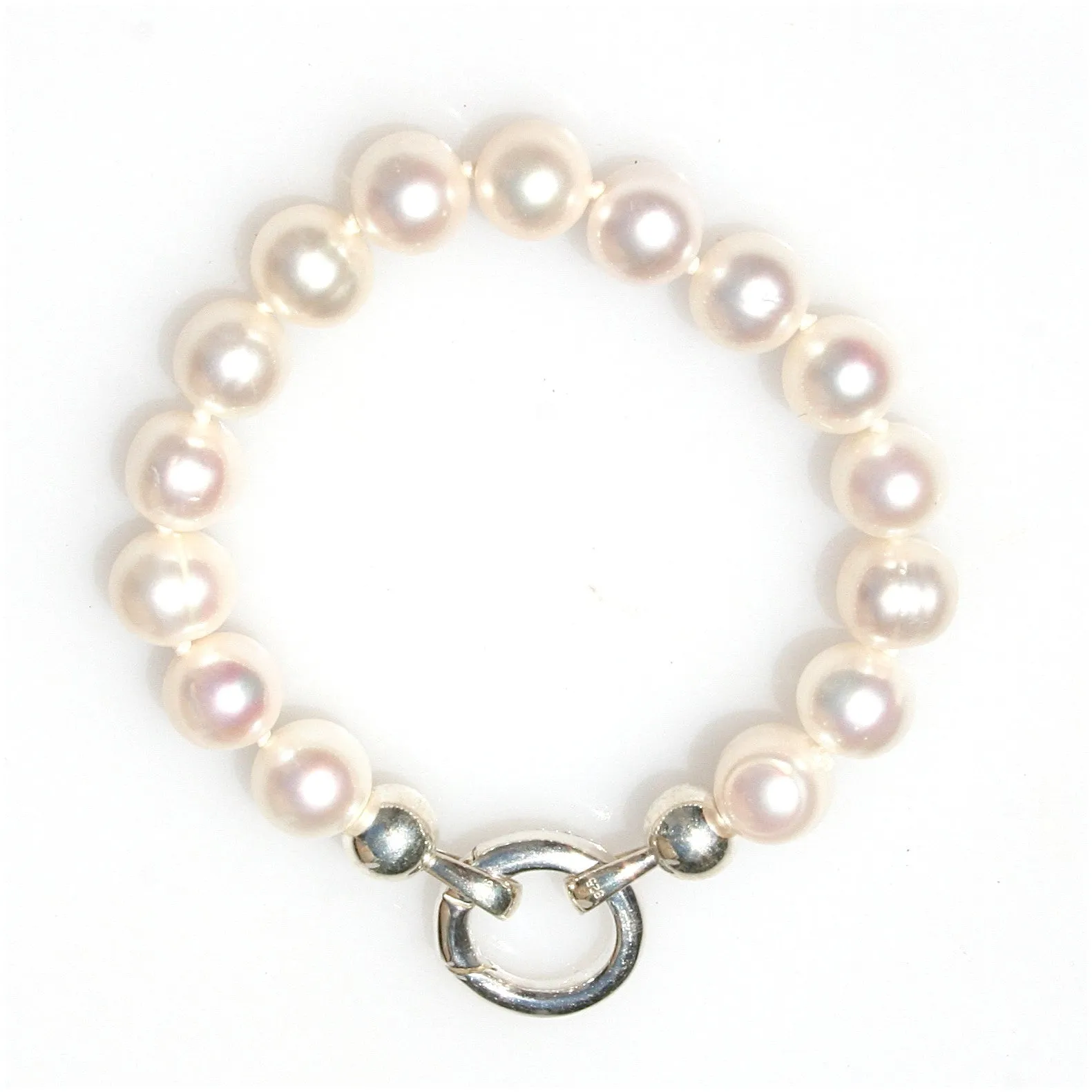 Pearl Knotted Bracelet With Sterling Silver Clasp