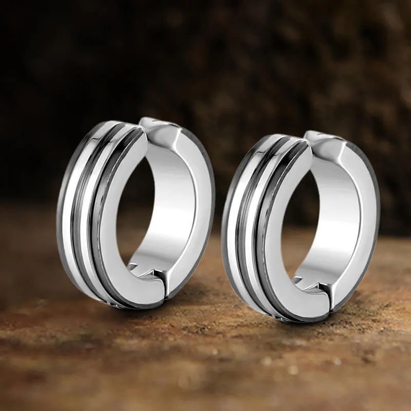 Polished Two-tone Stainless Steel Ear Cuffs