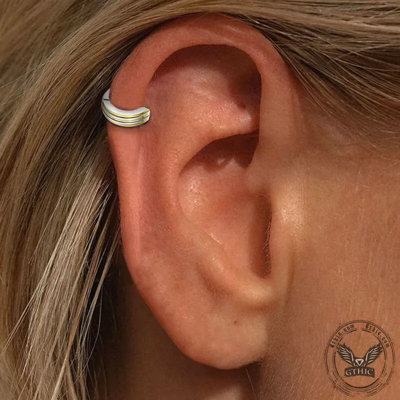 Polished Two-tone Stainless Steel Ear Cuffs