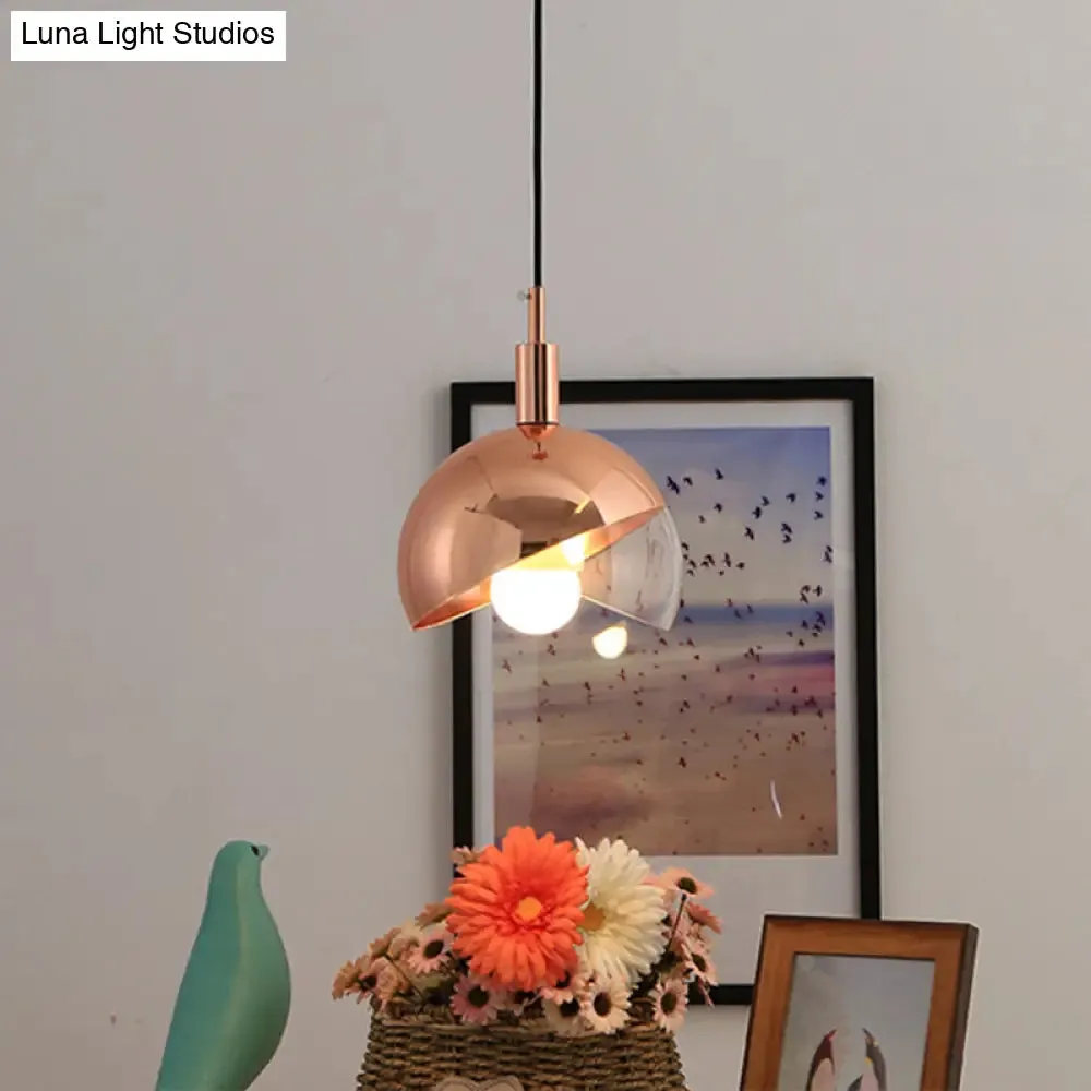 Post-Modern Gold/Rose Gold Swivel Dome Shade Pendant Light for Dining Room