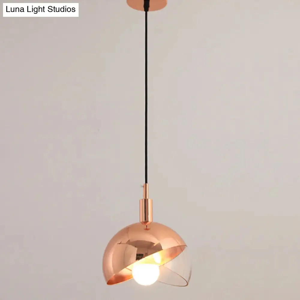 Post-Modern Gold/Rose Gold Swivel Dome Shade Pendant Light for Dining Room