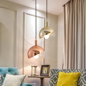 Post-Modern Gold/Rose Gold Swivel Dome Shade Pendant Light for Dining Room