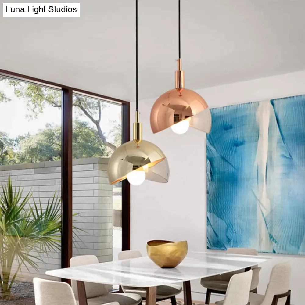 Post-Modern Gold/Rose Gold Swivel Dome Shade Pendant Light for Dining Room