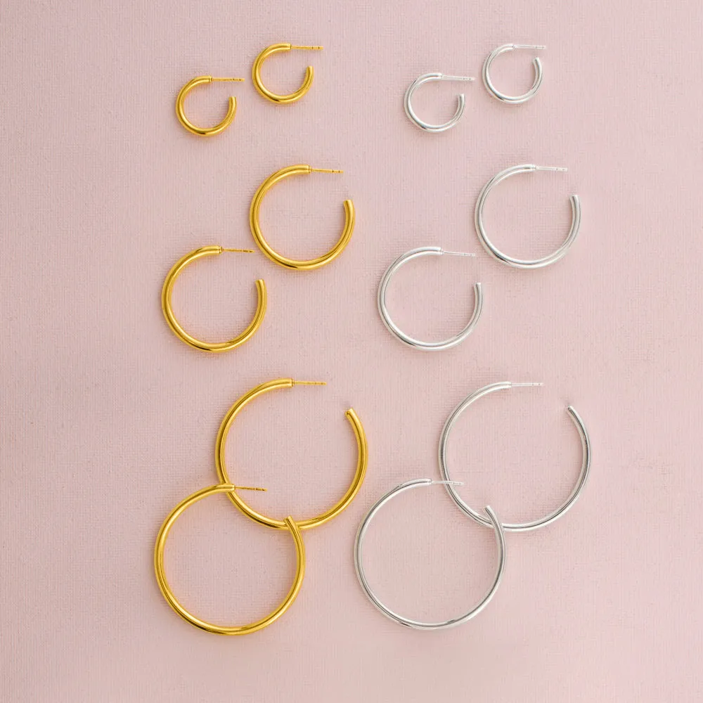 Post Modern Hoops in Gold - 3/4"