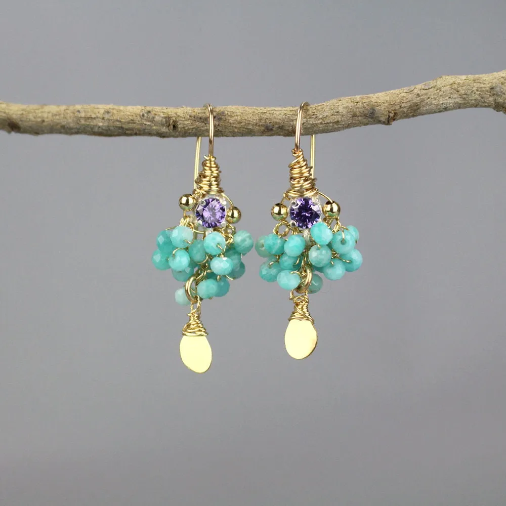 Purple Cubic Zirconia Amazonite Goddess Earrings