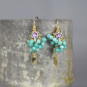 Purple Cubic Zirconia Amazonite Goddess Earrings