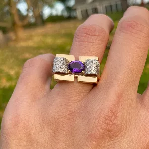 Retro Amethyst & Diamond Ring