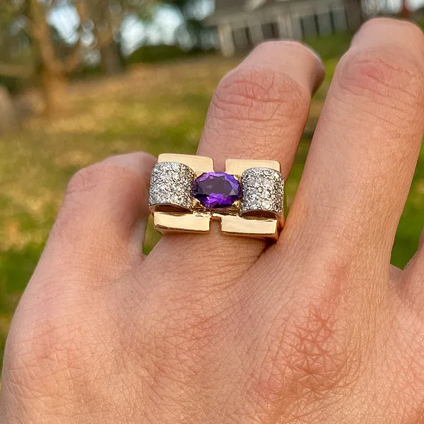 Retro Amethyst & Diamond Ring