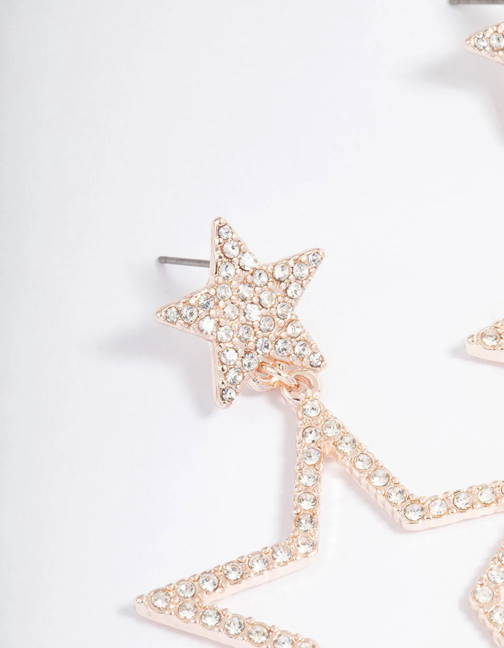 Rose Gold Glamorous Star Drop Earrings