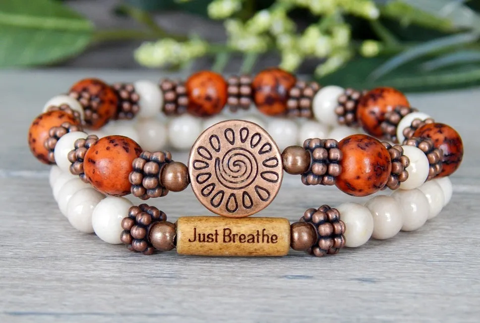 Rustic Chic Bracelet Set with Inspiring Word Bead