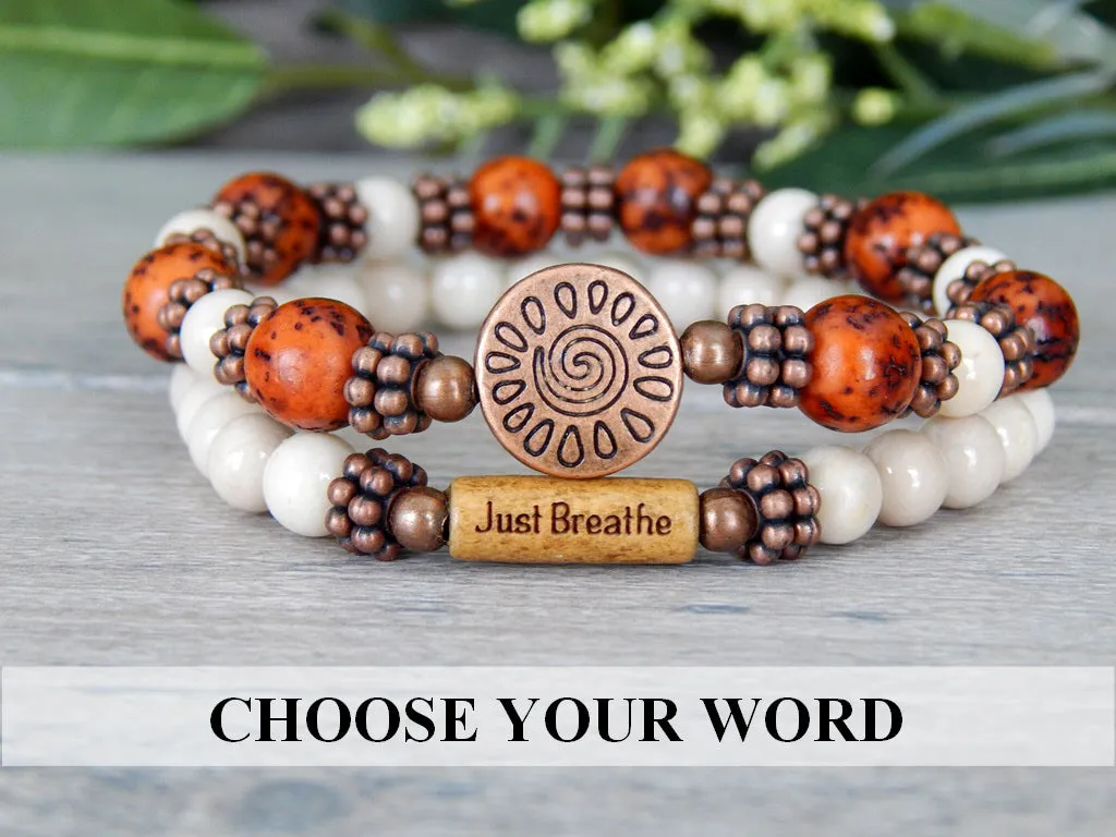 Rustic Chic Bracelet Set with Inspiring Word Bead