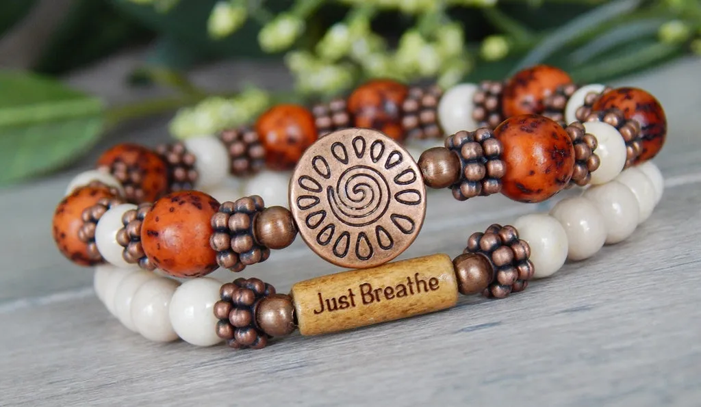 Rustic Chic Bracelet Set with Inspiring Word Bead