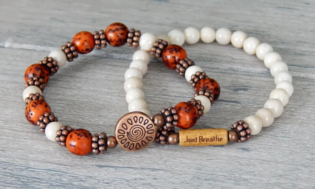 Rustic Chic Bracelet Set with Inspiring Word Bead