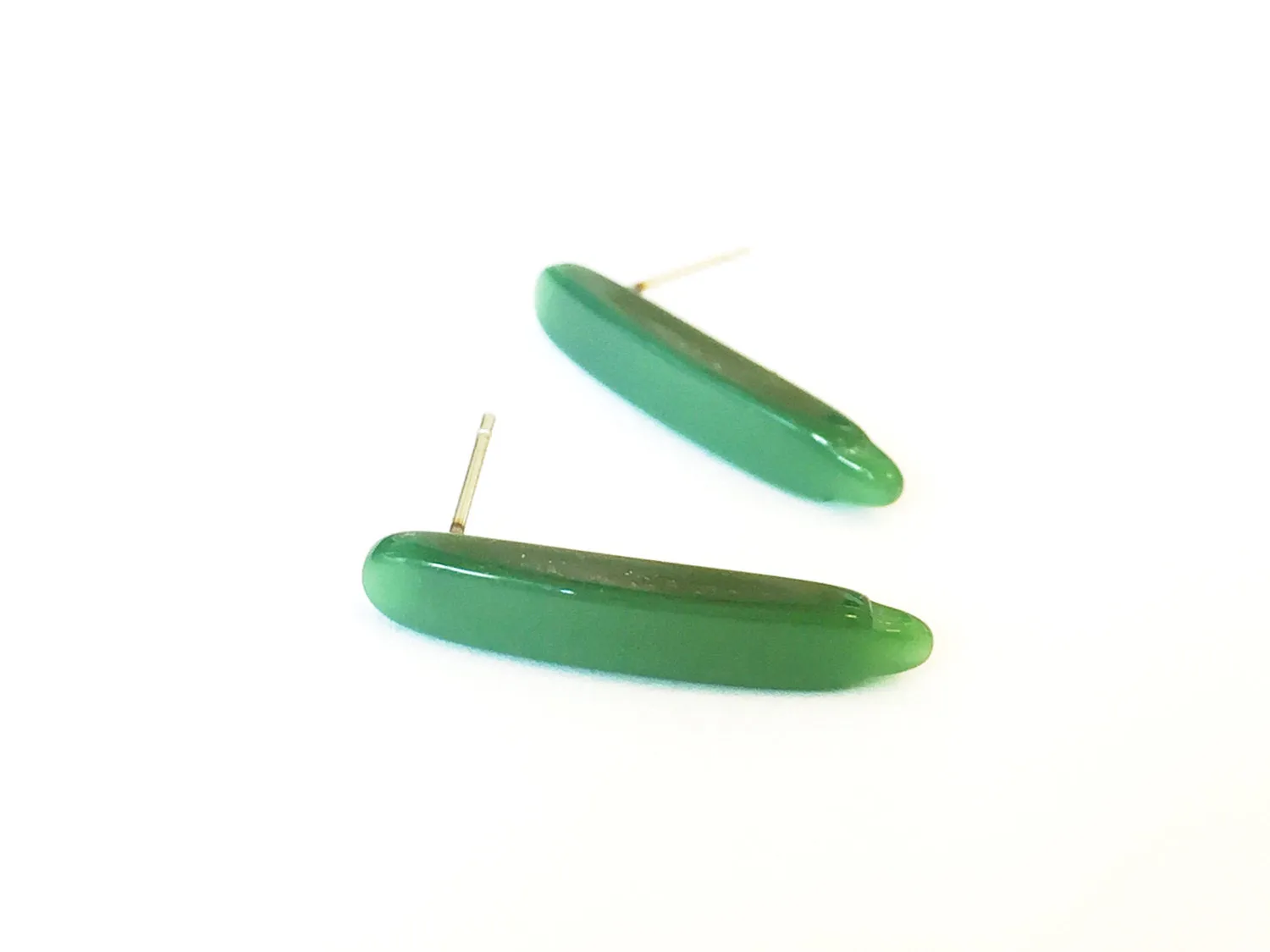 Sage Green Moonglow Dagger Stud Earrings