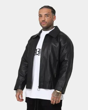 Saint Morta Oversized Leather Bomber Jacket Black