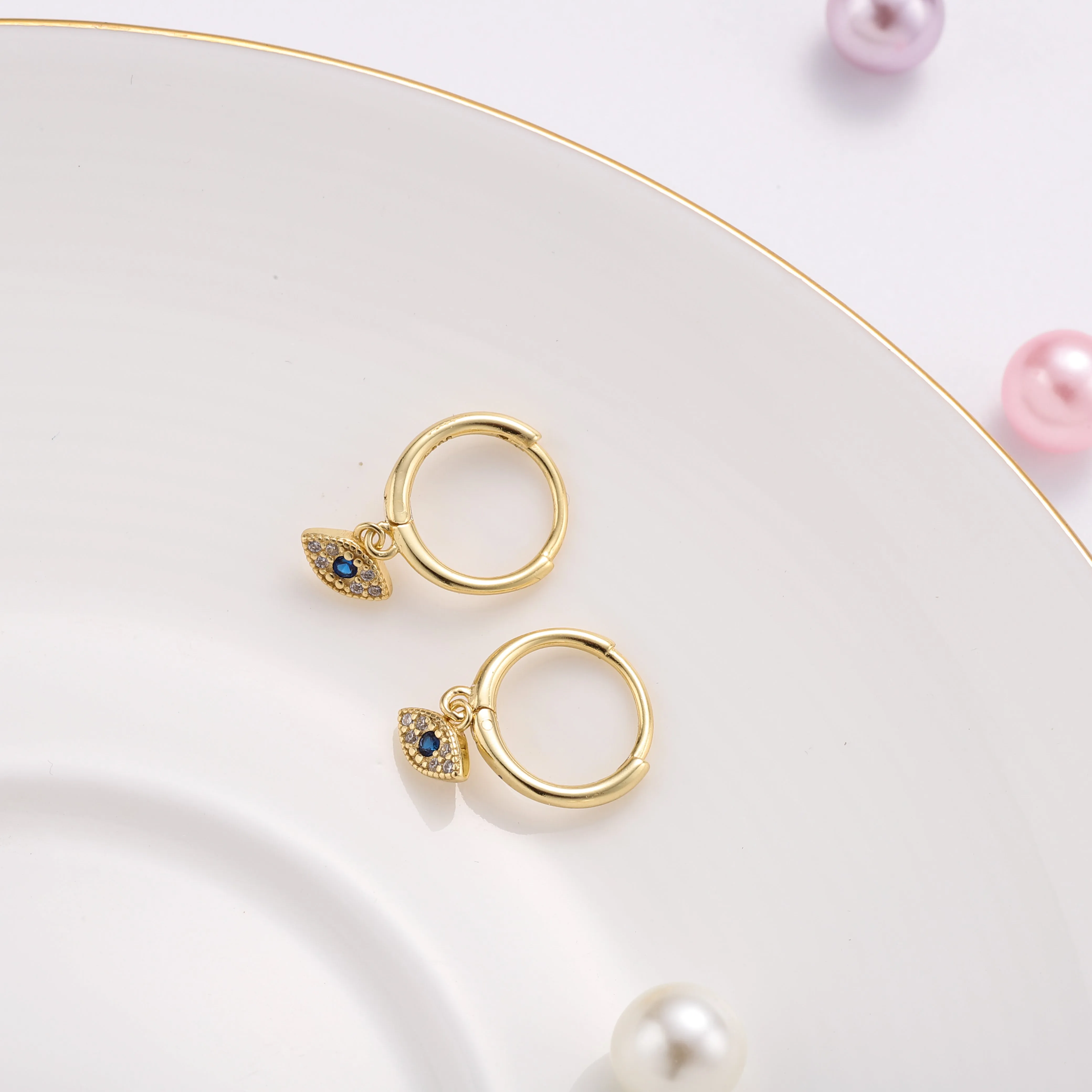 Sapphire Eyes Diamond Drop Hoops Earrings