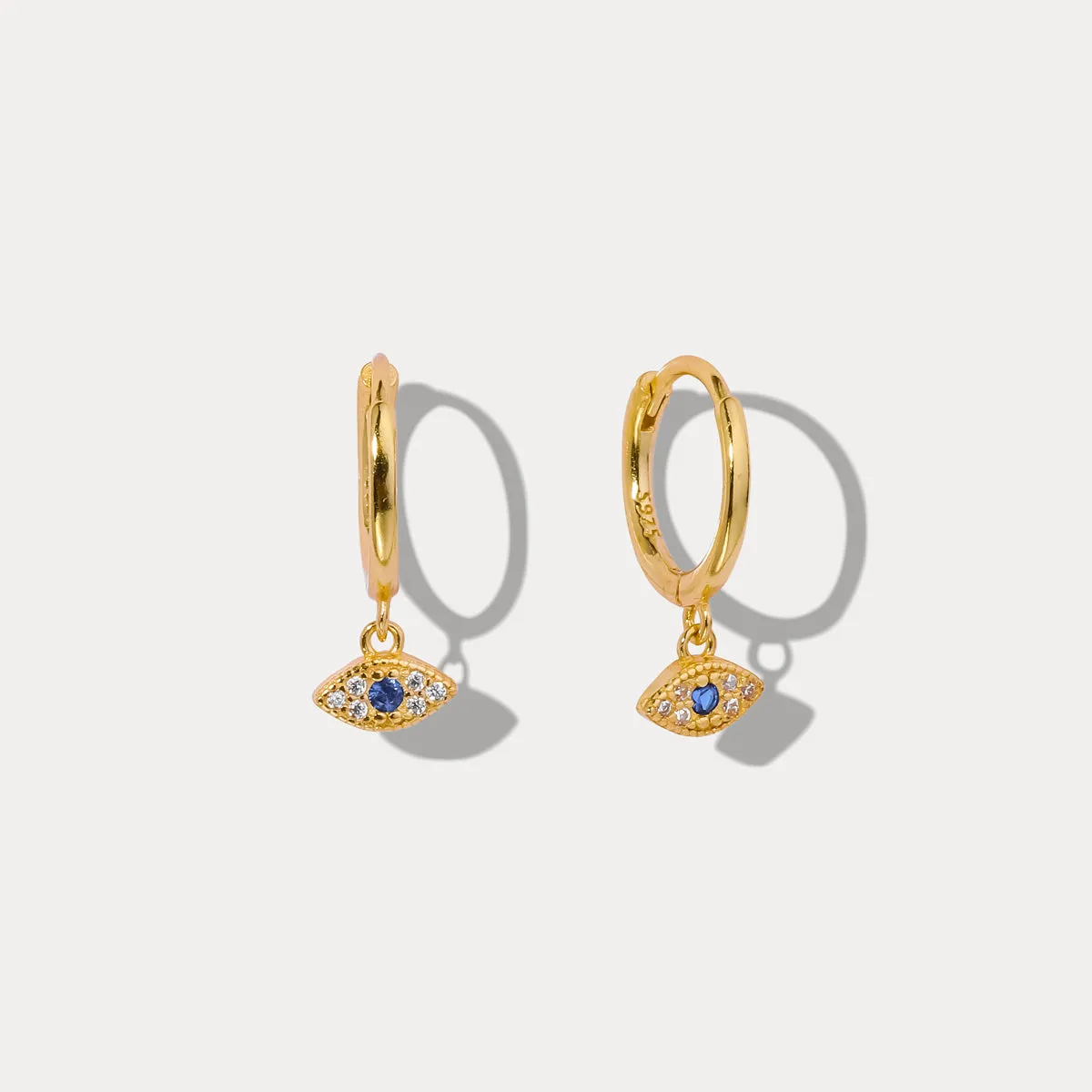 Sapphire Eyes Diamond Drop Hoops Earrings