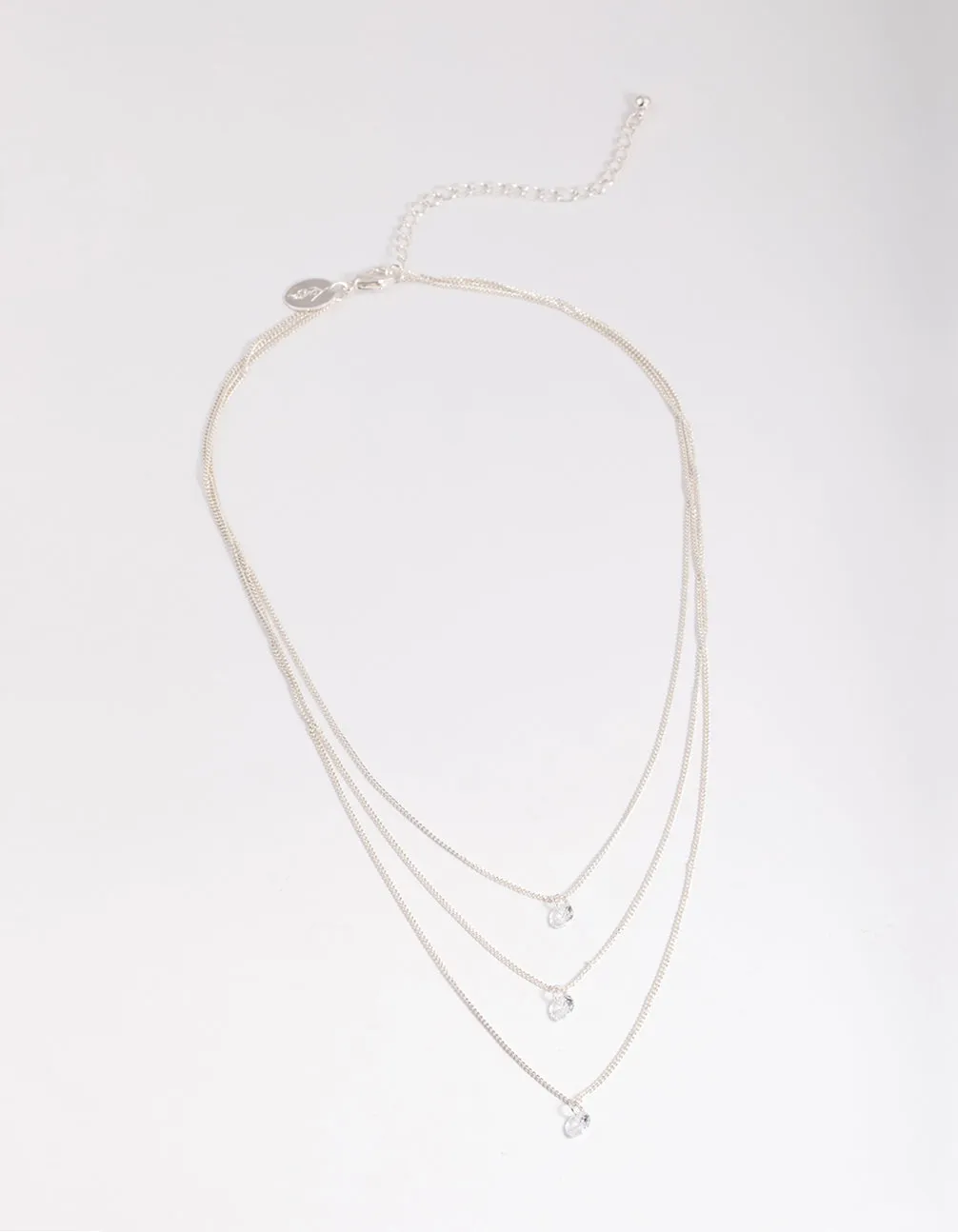 Silver Classic Diamante Layered Necklace