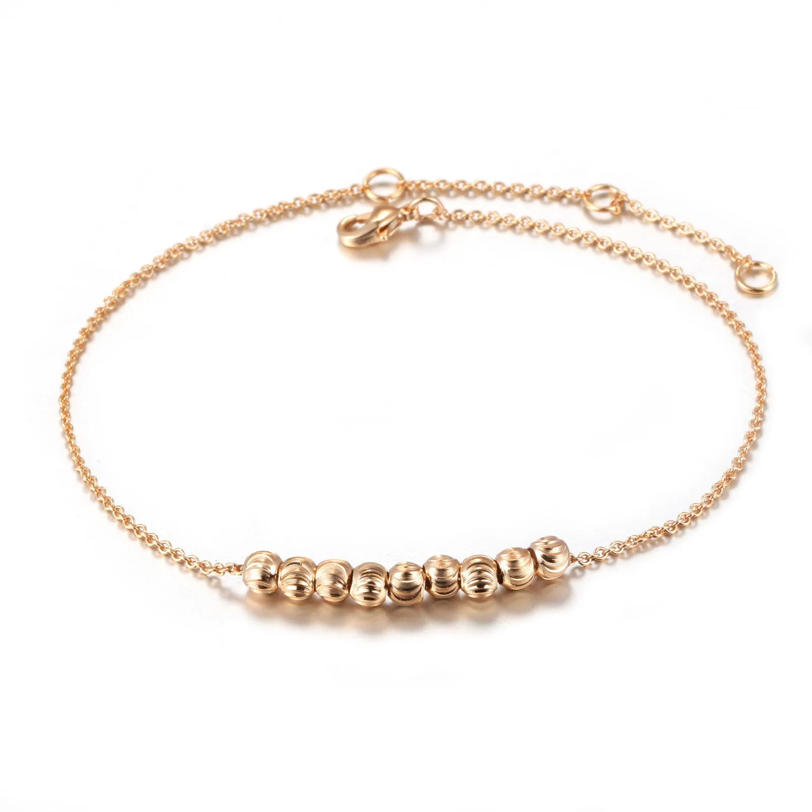 Simple Style Metal Beads Anklets Chain Rose Gold Plated/Silver Tone Fashion Jewellery/Jewelry For Women