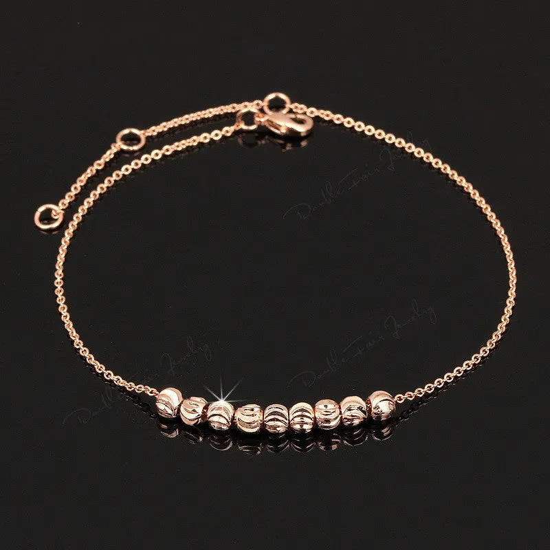 Simple Style Metal Beads Anklets Chain Rose Gold Plated/Silver Tone Fashion Jewellery/Jewelry For Women