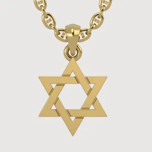 Solid 14k Gold Star of David Necklace Pendant