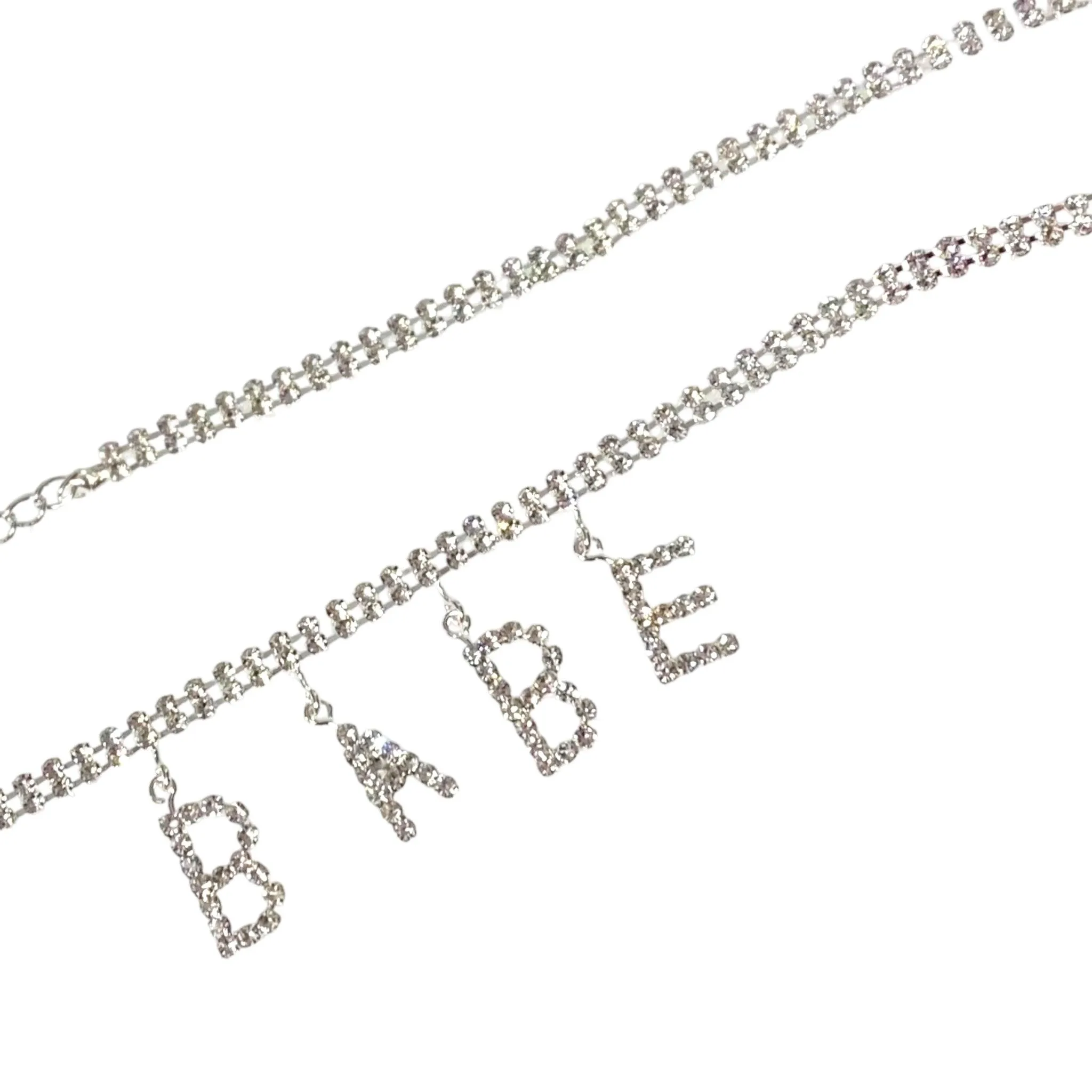 Sparkling 'BABE' Rhinestone Multi-Wrap Anklets