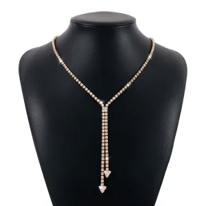 Sparkling Crystal Lariat Necklace-jltn0702