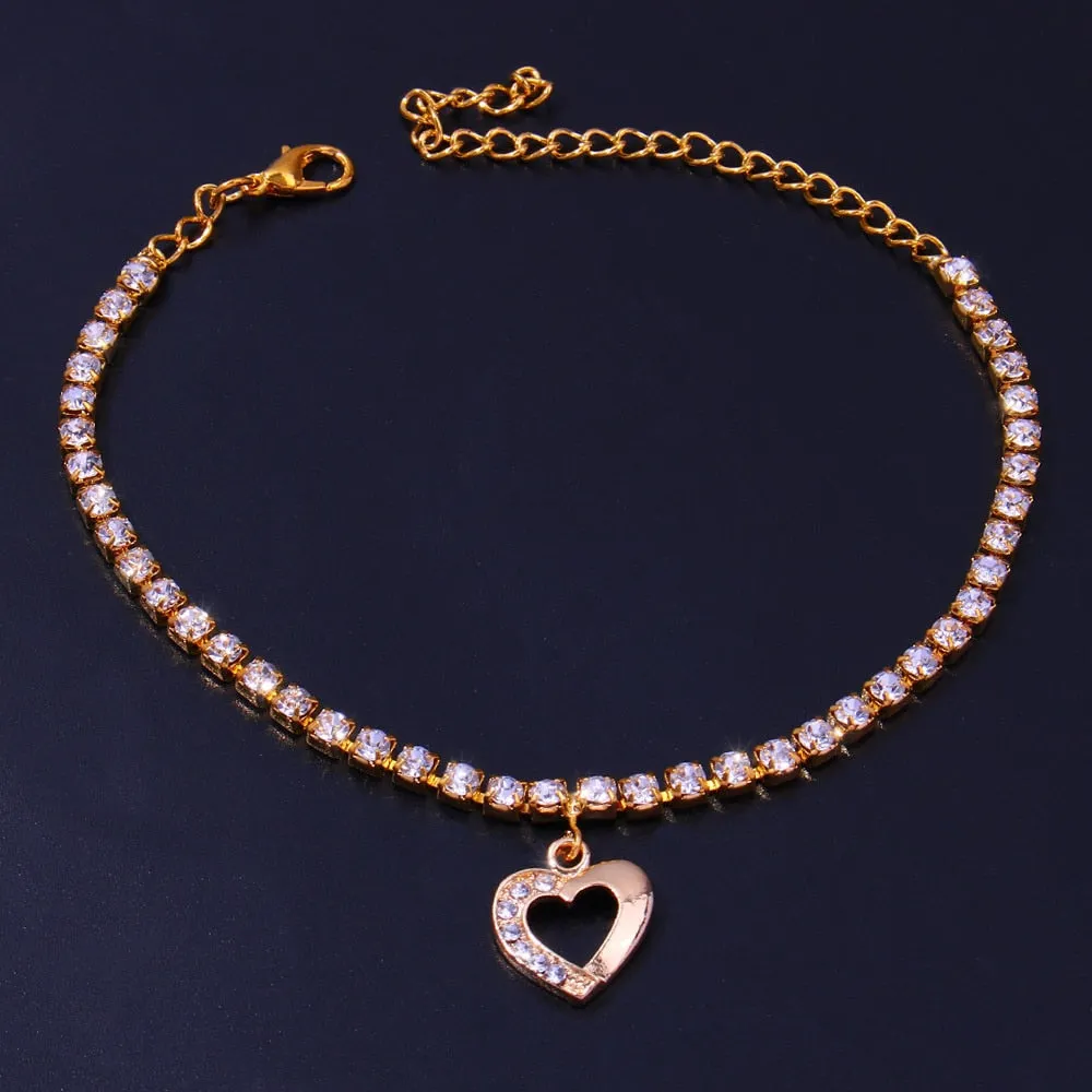 Sparkling Round Cubic Zirconia Anklet Leg Bracelet